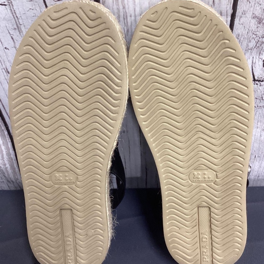 Prada Women's Black Crisscross platform Espadrille Sandals Shoes size 36.5 - Picture 4 of 9